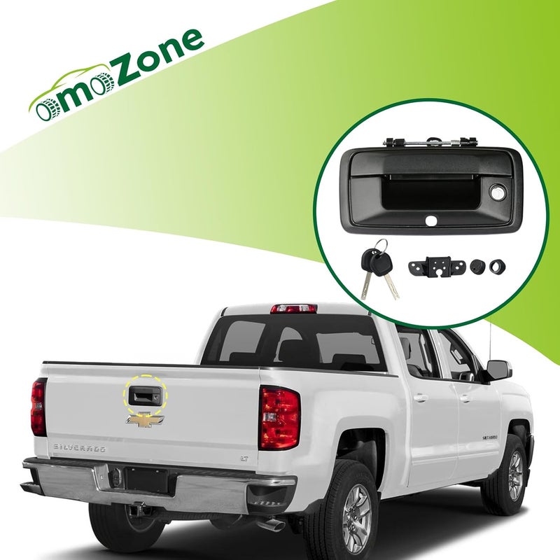 omoZone Tailgate Handle with Camera Hole Liftgate Latch Handle with Key Lock Cylinder Fit for 2016-2019 Chevrolet Chevy Silverado GMC Sierra - Image 2